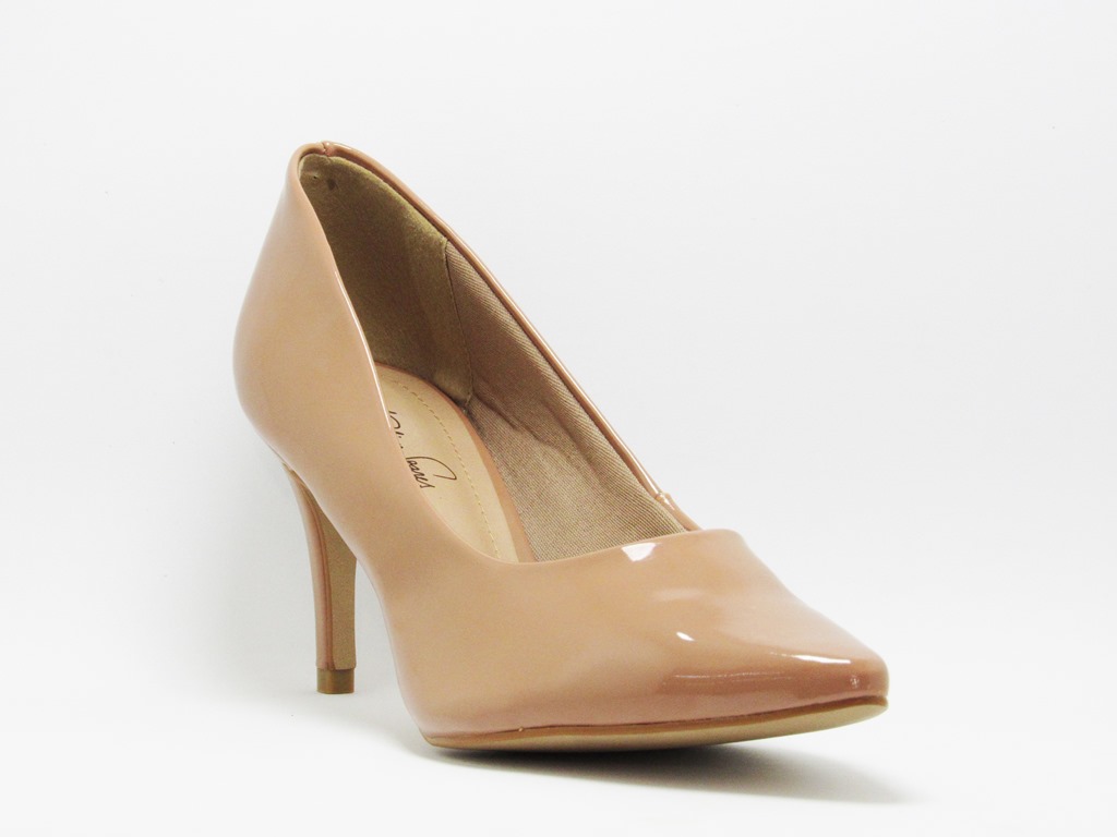 Scarpin Nude Verniz Salto Baixo Lilian Soares